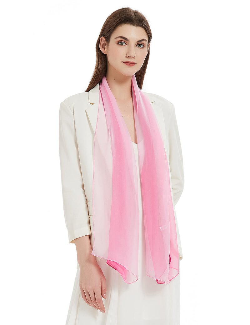 PANTONIGHT Oblong Pink Ombre Chiffon Scarf Pink Gradient Lightweight Scarf for Women 701 - Image 5